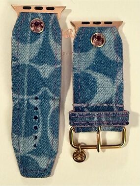 Spark*l Bands Size 2 Coach Denim Watchband lined in Tulip